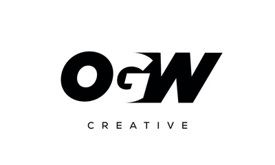 OGW letters negative space logo design. creative typography monogram vector