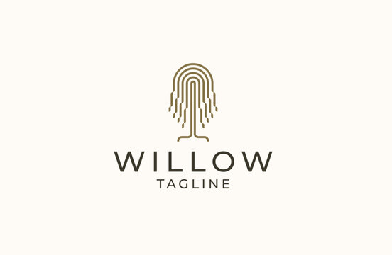 Willow tree logo icon design template flat vector