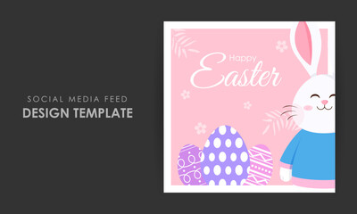 Vector illustration of Happy Easter Instagram story mockup template