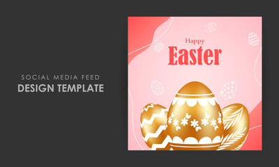 Vector illustration of Happy Easter Instagram story mockup template
