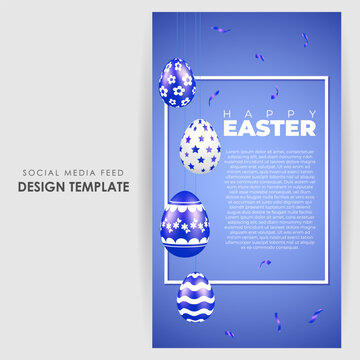 Vector Illustration Of Happy Easter Facebook Story Mockup Template