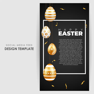 Vector Illustration Of Happy Easter Facebook Story Mockup Template