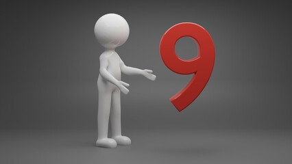3d person with a number