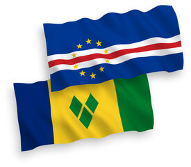 Flags of Saint Vincent and the Grenadines and Republic of Cabo Verde on a white background