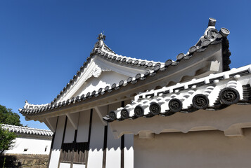 姫路城　漆喰の屋根瓦と壁　兵庫県姫路市