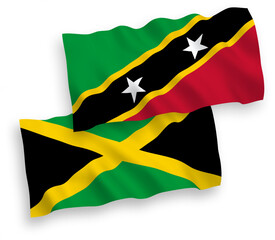 Flags of Federation of Saint Christopher and Nevis and Jamaica on a white background