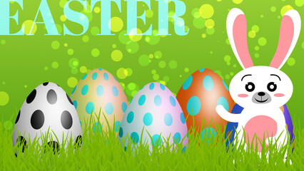 Easter concept image in green texture with circles