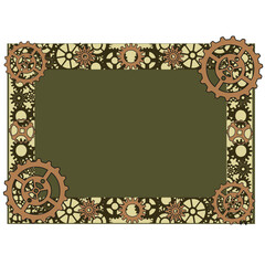 Steampunk frame. Steampunk style. Template design for card. Mechanical cog wheel frame. Abstract vector illustration.
