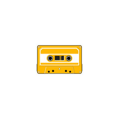 Obraz premium Vector illustration of a cassette tape in black and yellow