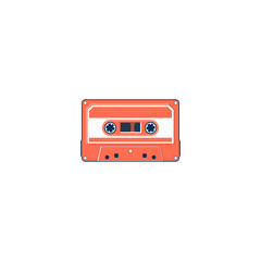 Fototapeta premium Vector illustration of a cassette tape in orange