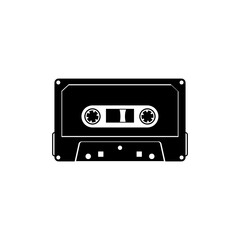 Vector illustration of a cassette tape in black