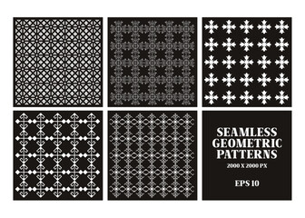 Set of seamless pattern black and white vector image