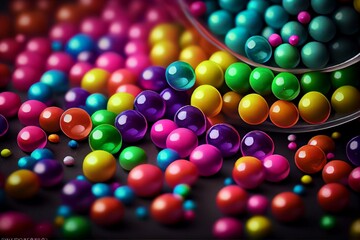 Fototapeta na wymiar colorful beads, glass jewelry, glass beads, AI Generated