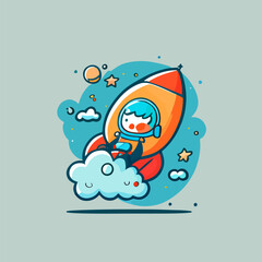 ocket outer space chibi icon character design cartoon spacecraft astronomy space exploration adventure digital art space art stars planets moon mars galaxies universe spaceflight rocket launch cosmos 
