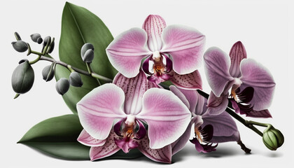 Elegant Pink Orchid Delicately Captured on a Pristine White Background for a Timeless, Sophisticated Appeal (Isolated)