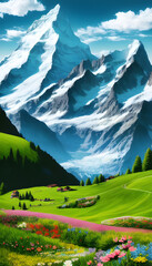 AI Digital Illustration of the Alps