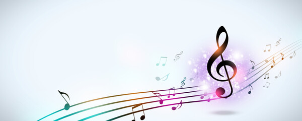 Music Notes Bright Funky Background
