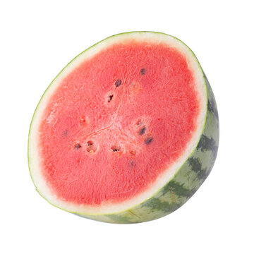whole and half watermelon isolated on a transparent background