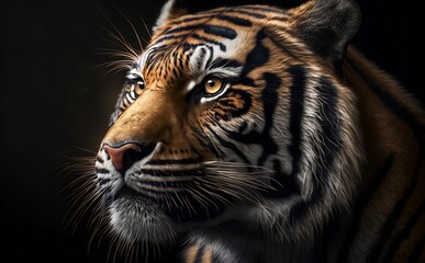 Obraz premium Portrait of a bengal tiger. Generative AI technology.
