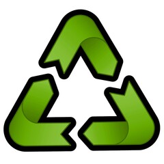 Lime recycling symbol for secondary processing and waste sorting on a white background