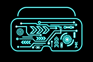 virtual reality neon glow line technology abstract geometric shape background wallpaper design