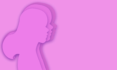 Fondo del día de la mujer con perfil de una mujer.