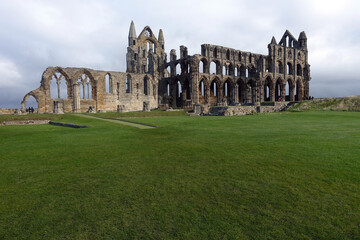 The ruins of Whitby Abbey, high on the clifftop above the town