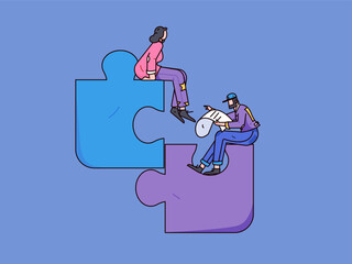 Business People Flat Vector Concept Operation Hand Drawn Illustration
