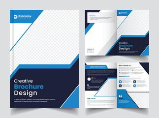 Business bifold brochure layout design.4 page corporate brochure template