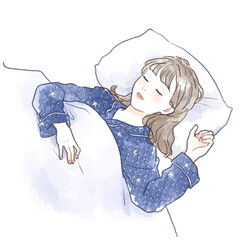 Illustration of a sleeping woman.