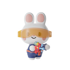 Rabbit boy in traditional thai dress 3D Illustration-3
