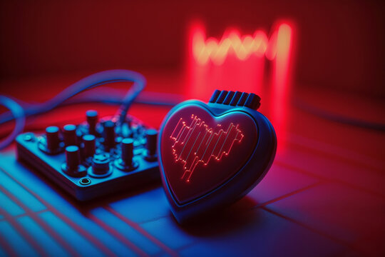 Heart monitor measuring vital signs, medical technology. Generative AI.