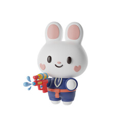 Rabbit boy in traditional thai dress 3D Illustration-7