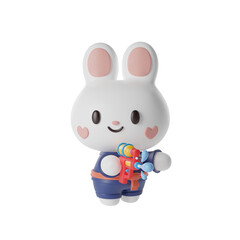 Rabbit boy in traditional thai dress 3D Illustration-8