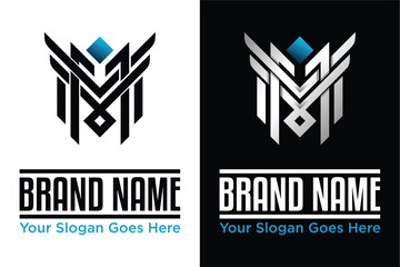 Abstract letter M illustration logo design