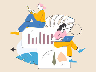 Business People Flat Vector Concept Operation Hand Drawn Illustration
