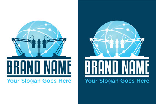 modern connection podcast mic microphone illustration logo design