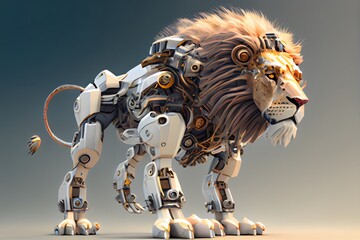 lion robot created using AI Generative Technology
