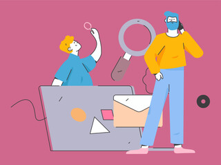 Business People Flat Vector Concept Operation Hand Drawn Illustration
