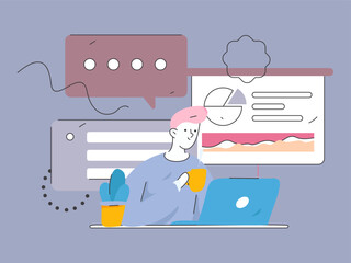 Business People Flat Vector Concept Operation Hand Drawn Illustration
