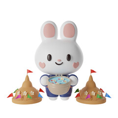 Rabbit boy in traditional thai dress 3D Illustration-21