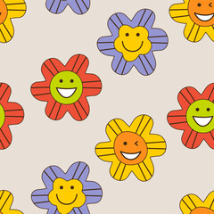 Fototapeta na wymiar Smiling flower, abstract personage, mascot design, funny face, cute icon