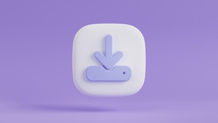 icon download 3D cloud, soft, front