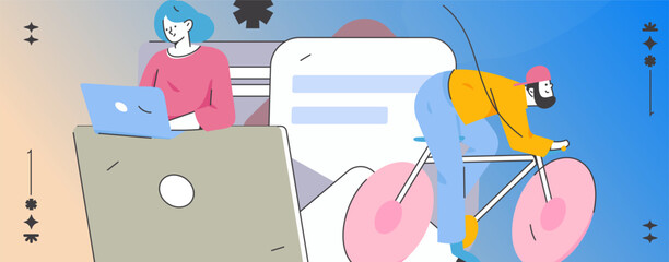 Business People Flat Vector Concept Operation Hand Drawn Illustration
