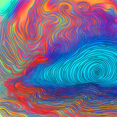 Obraz premium Farbenfroher Geometrischer Phantasievoller Hintergrund - Creative Trend: Psychic Waves - Generative AI