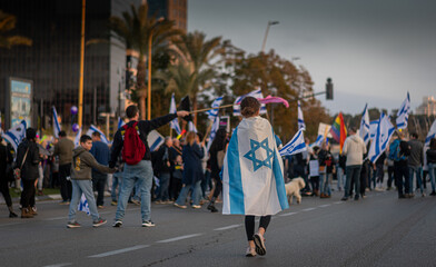 Civilian protests in the city of Rehovot Israel against the planned changes of Israeli government...