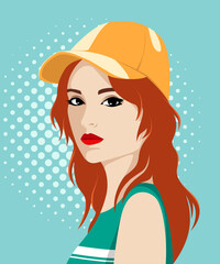 1361_Beautiful redhead woman wearing baseball cap