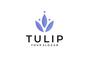 luxury tulip flower crown logo design