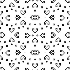 Tribal seamless pattern Aztec black and white background texture for fabric print. Geometric shapes designs.