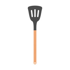 spatula frying food flat design vector illustration. itchen solid spatula clipart vector illustration. Spatula flat vector design. Cooking spatula icon isolated on white.